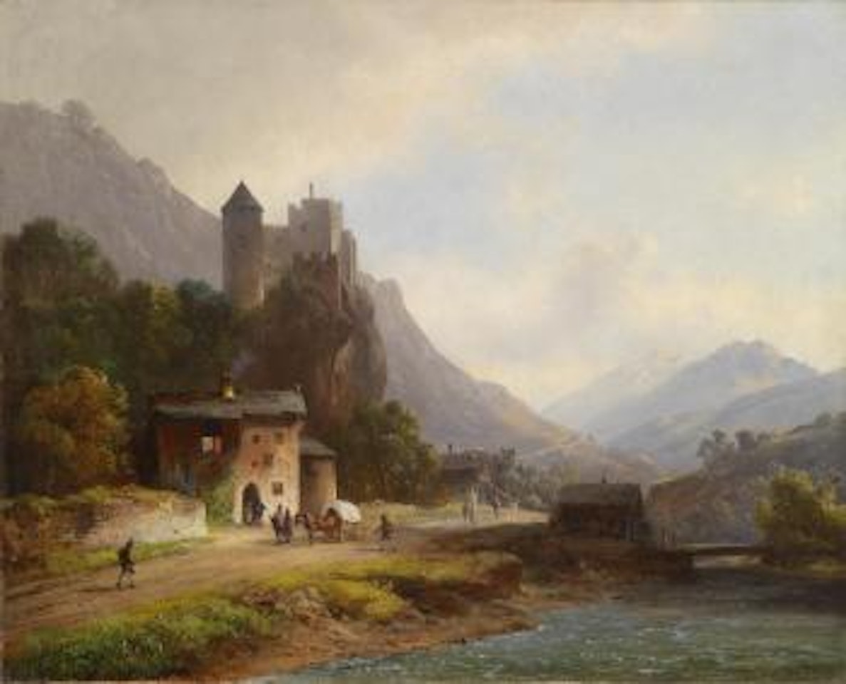 Encounter in a Mountain Valley beneath a Castle by Anton Doll