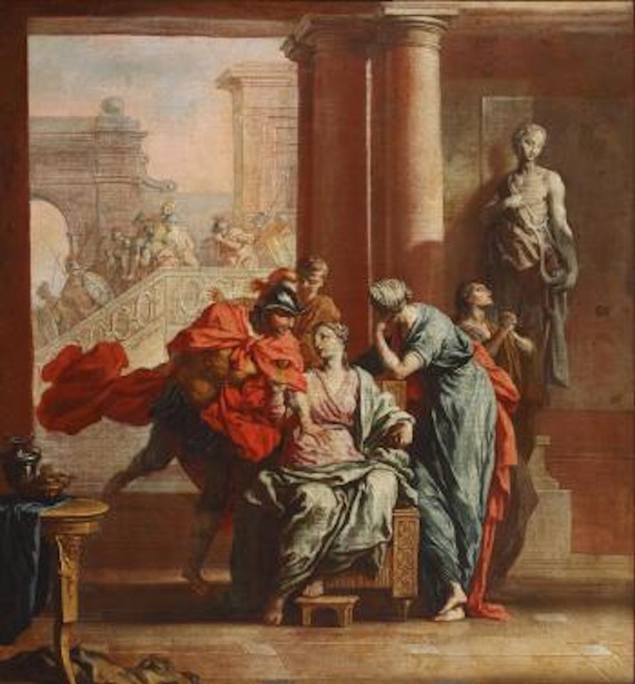A scene from the deeds of Achilles; Achilles kills Hector by Gaspare Diziani