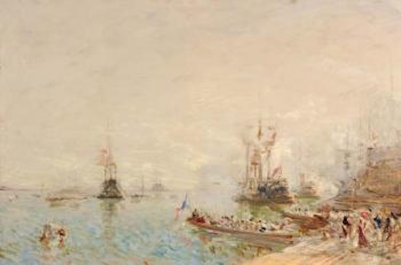 Voiliers à Venise, quai des esclavons by Félix Ziem