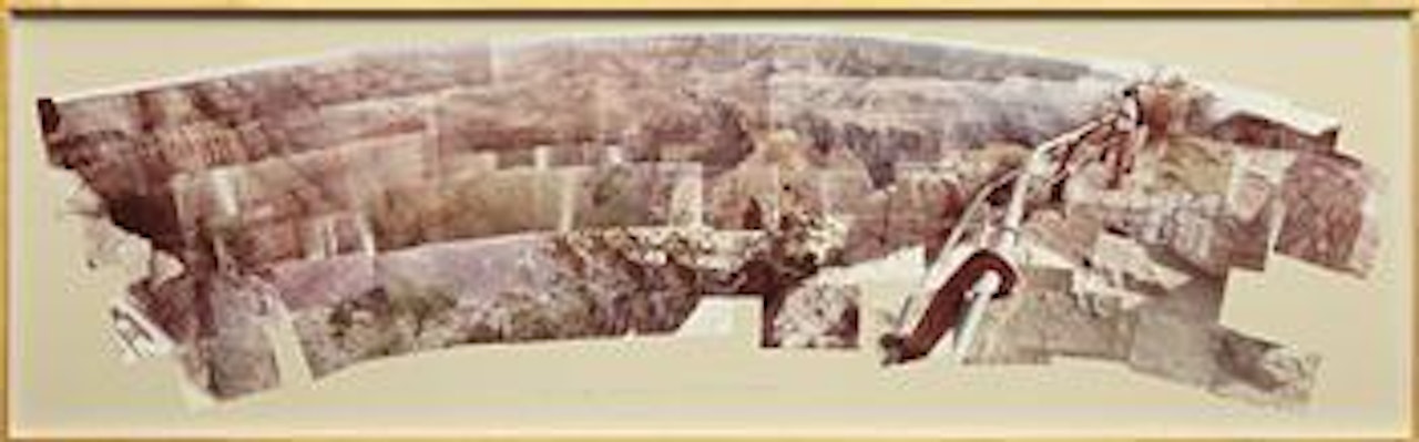 The Grand Canyon South Rim with Rail, Arizona, Oct. 1982 by David Hockney