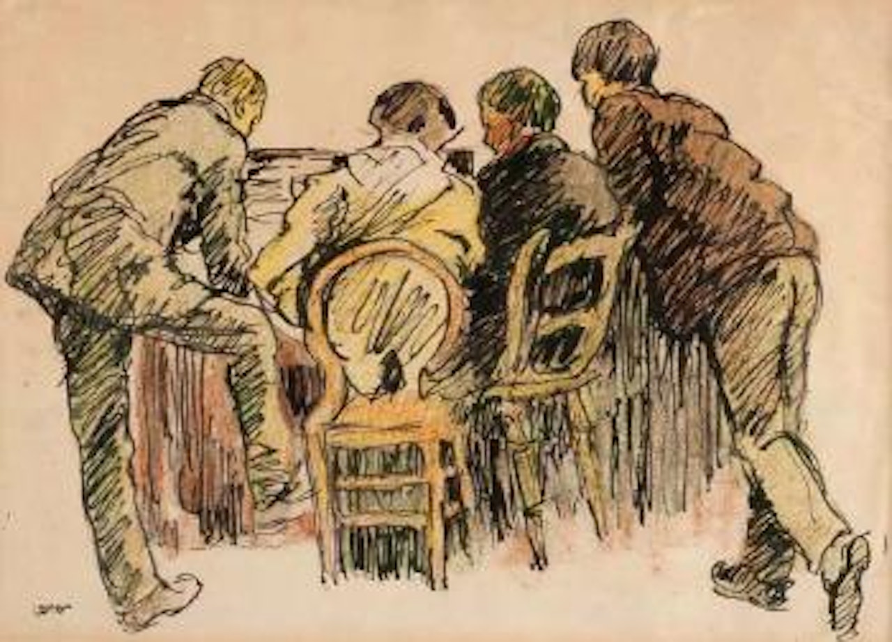 Charlie Corr playing piano by William Conor