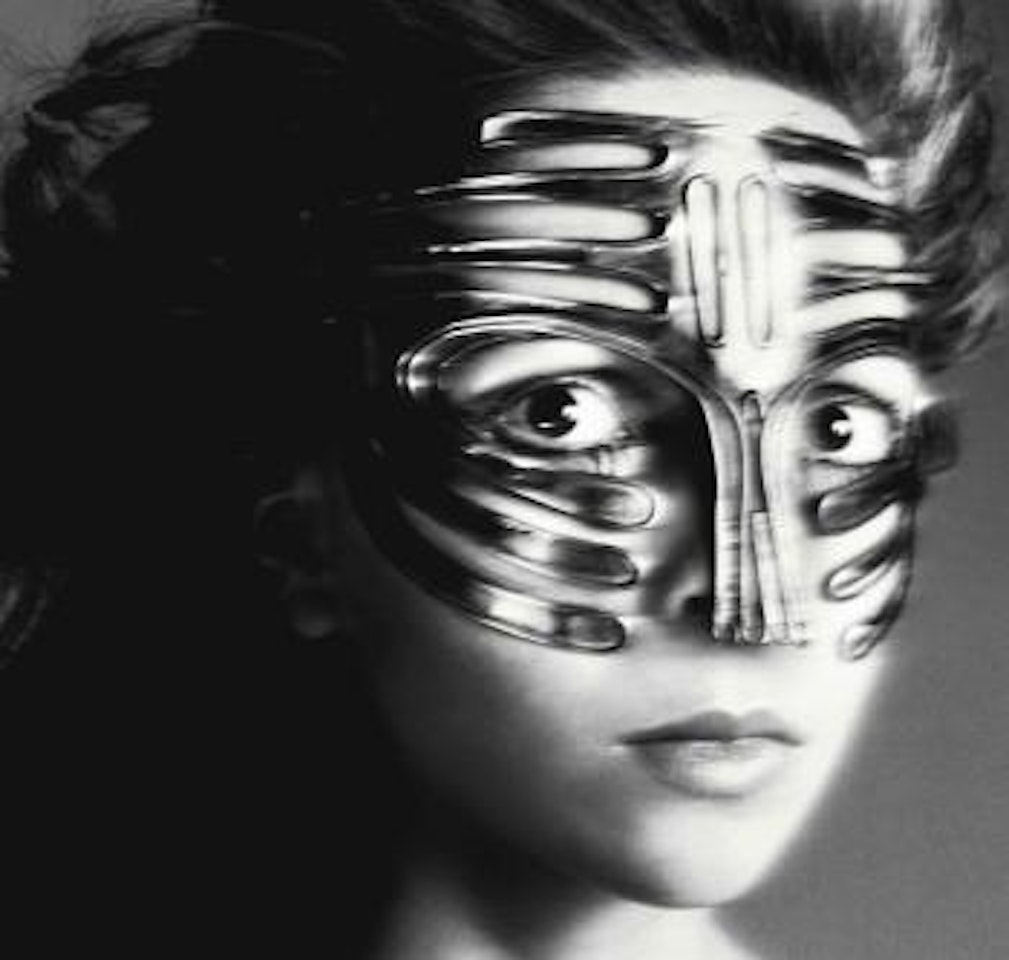 Penelope Tree, Mask by Ungaro, Paris studio, January 1968 by Richard Avedon