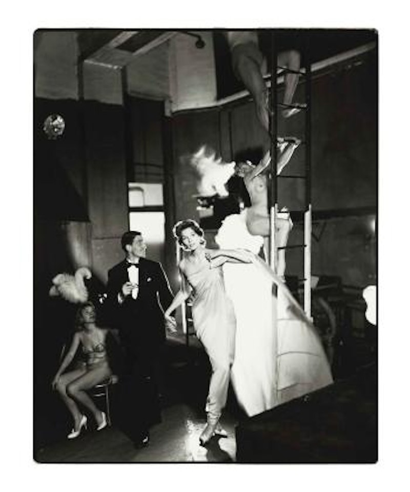 Suzy Parker and Robin Tattersall, evening dress by Griffe, Folies-Bergère, Paris, August 1957 by Richard Avedon