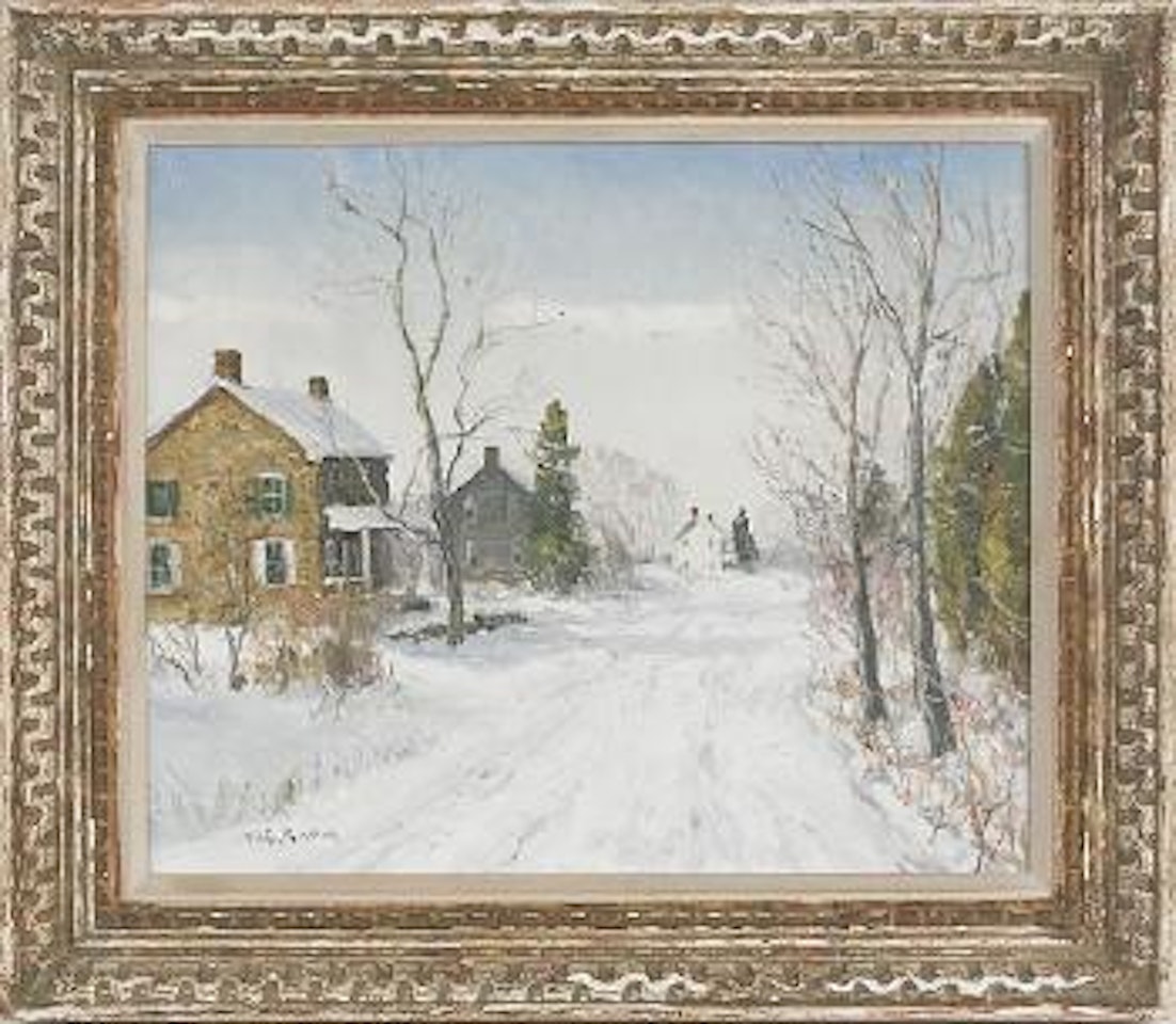 Winter street scene by Walter Emerson Baum