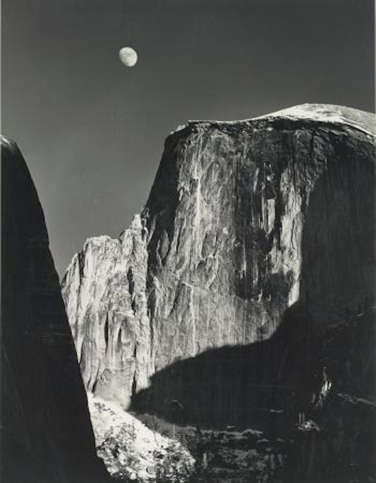 Moon And Half Dome, Yosemite National Park, Ca. by Ansel Adams