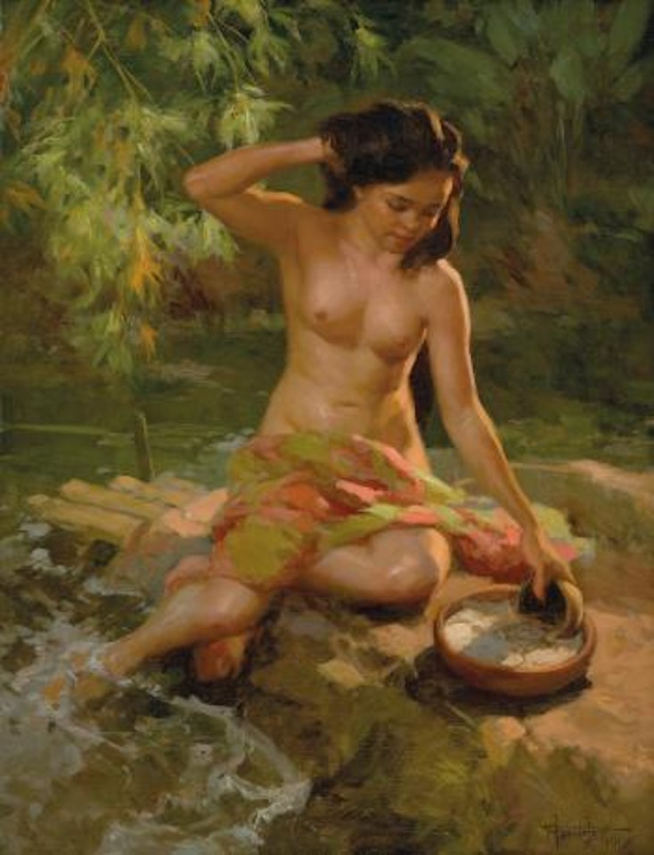 Bathing By The River by Fernando Amorsolo