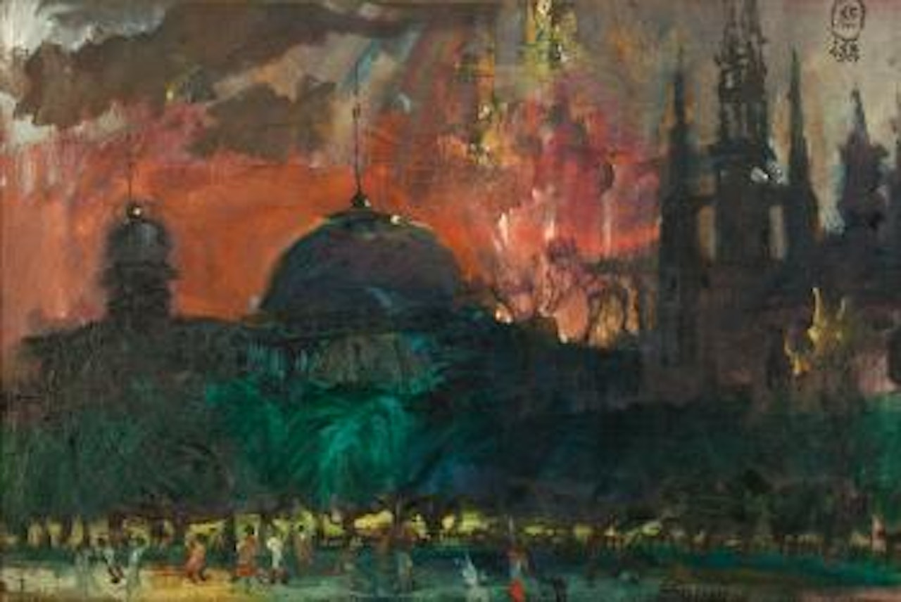 Istiqlal And Cathedral by Sindutomo Sudjojono