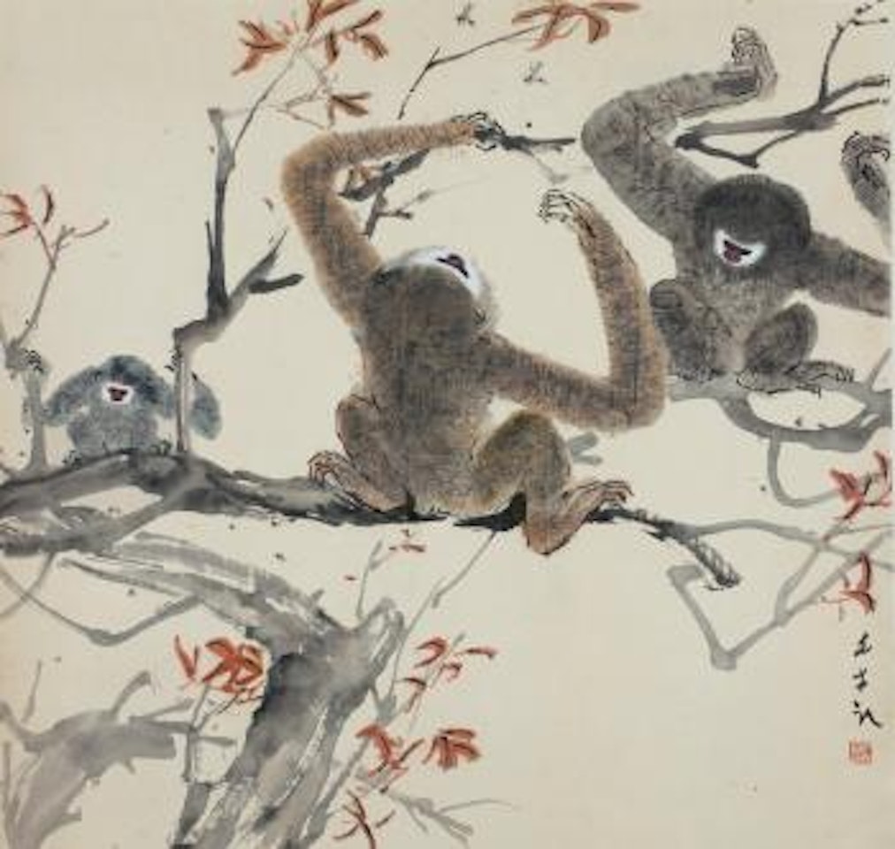 Three Gibbons by Chen Wen Hsi