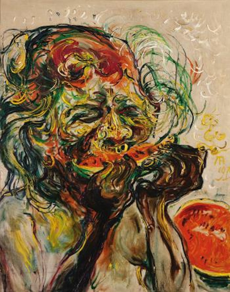 Self Portrait, Eating Watermelon by Affandi