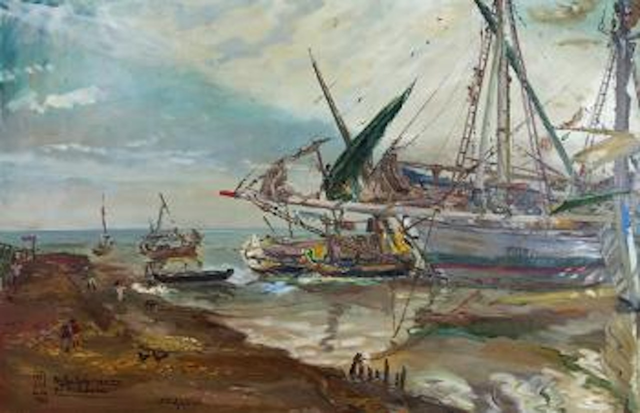 Prahu Kalimantan Di Kalibaru - A Kalimantan Boat In Kalibaru by Sindutomo Sudjojono