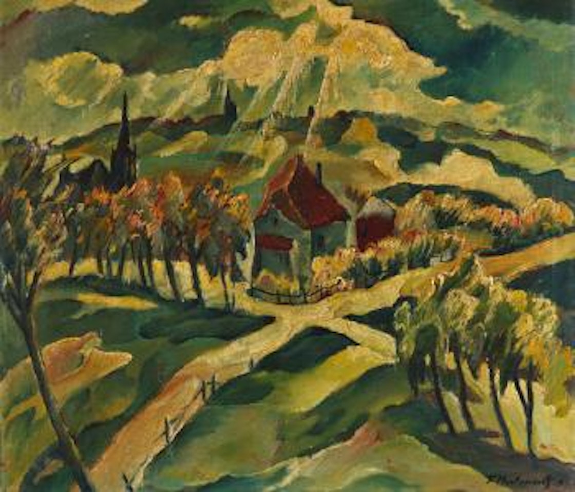 Landschaft mit Haus by Franz Heckendorf