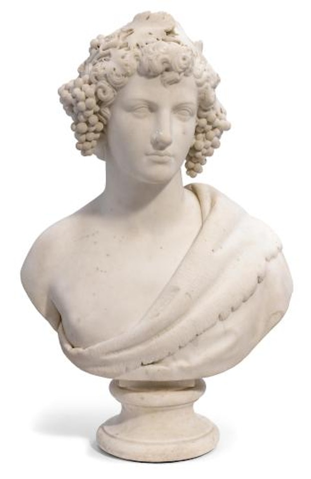 An Italian carved marble bust emblematic of Autumn by Giovanni Maria Benzoni