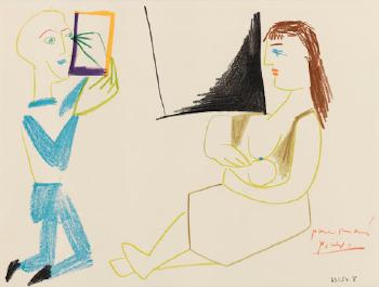 Clown et femme nue (aus Verve) by Pablo Picasso