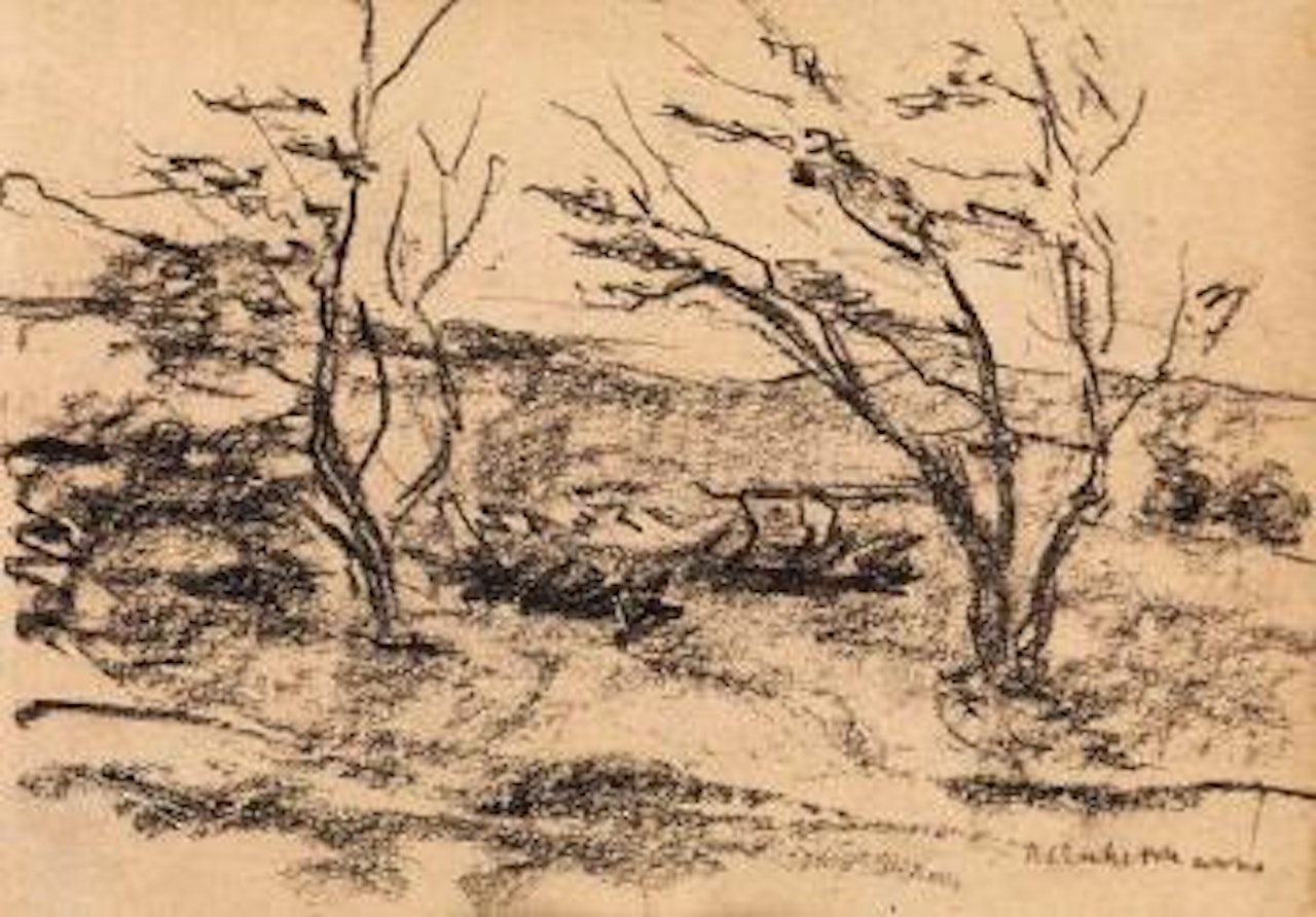 Bäume im Wind by Max Liebermann