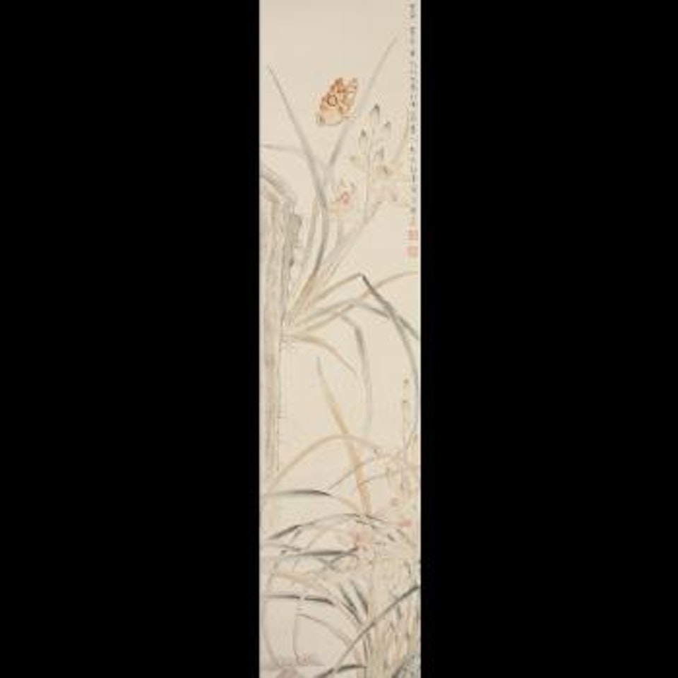 Orchids and butterfly by Xie Zhiliu