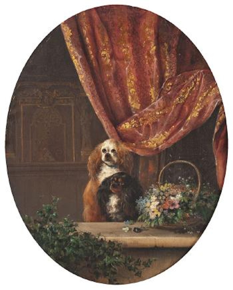 Hundepaar am Fenster by August Knip