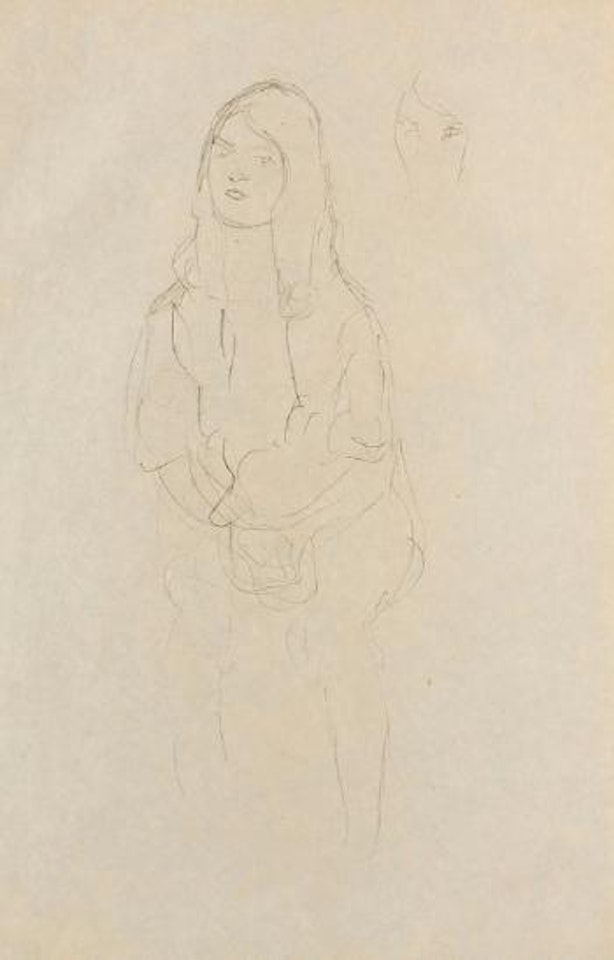 Sitzendes Mädchen nach links by Gustav Klimt