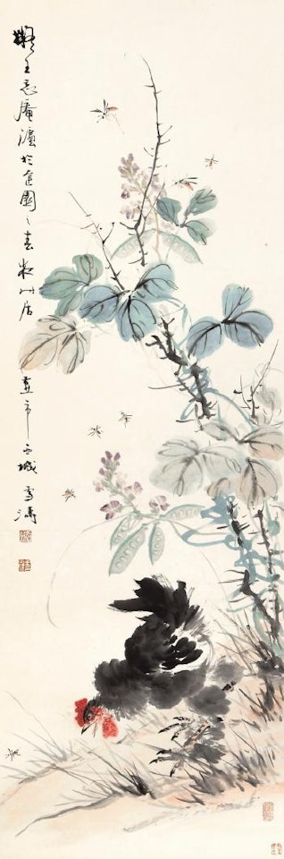 Cock And Flowers by Wang Xuetao