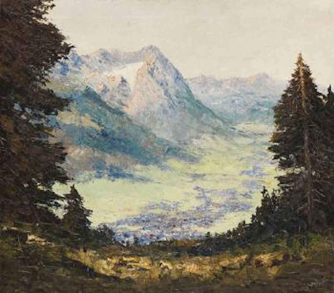Blick ins Werdenfelser Land auf Garmisch-Partenkirchen by Otto Pippel