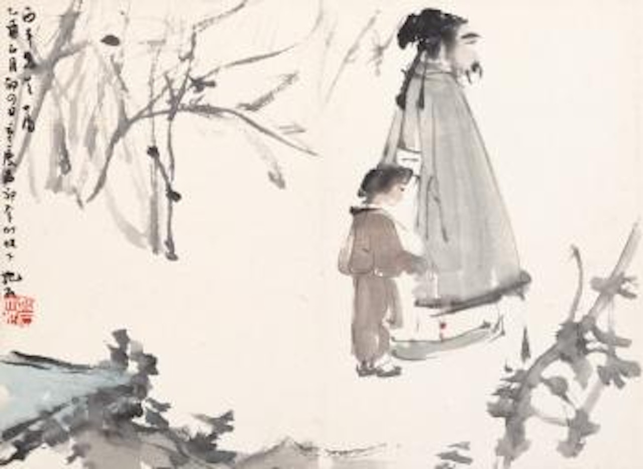 Scholar And His Goose by Fu Baoshi