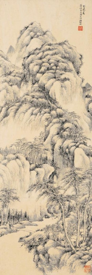 A Solitary Temple Amid Mountains by Feng Chaoran