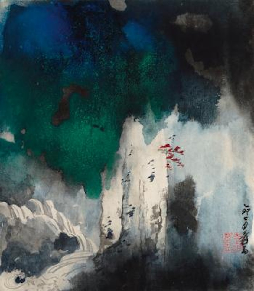 Cascades In Lush Mountains by Zhang Daqian