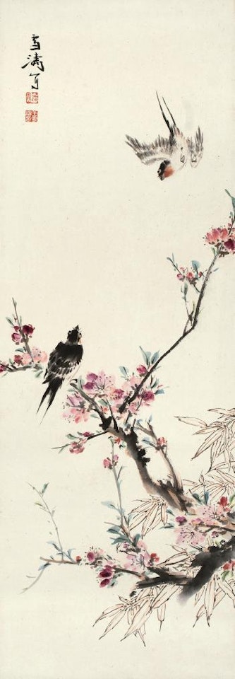 Peach Blossoms And Swallow by Wang Xuetao