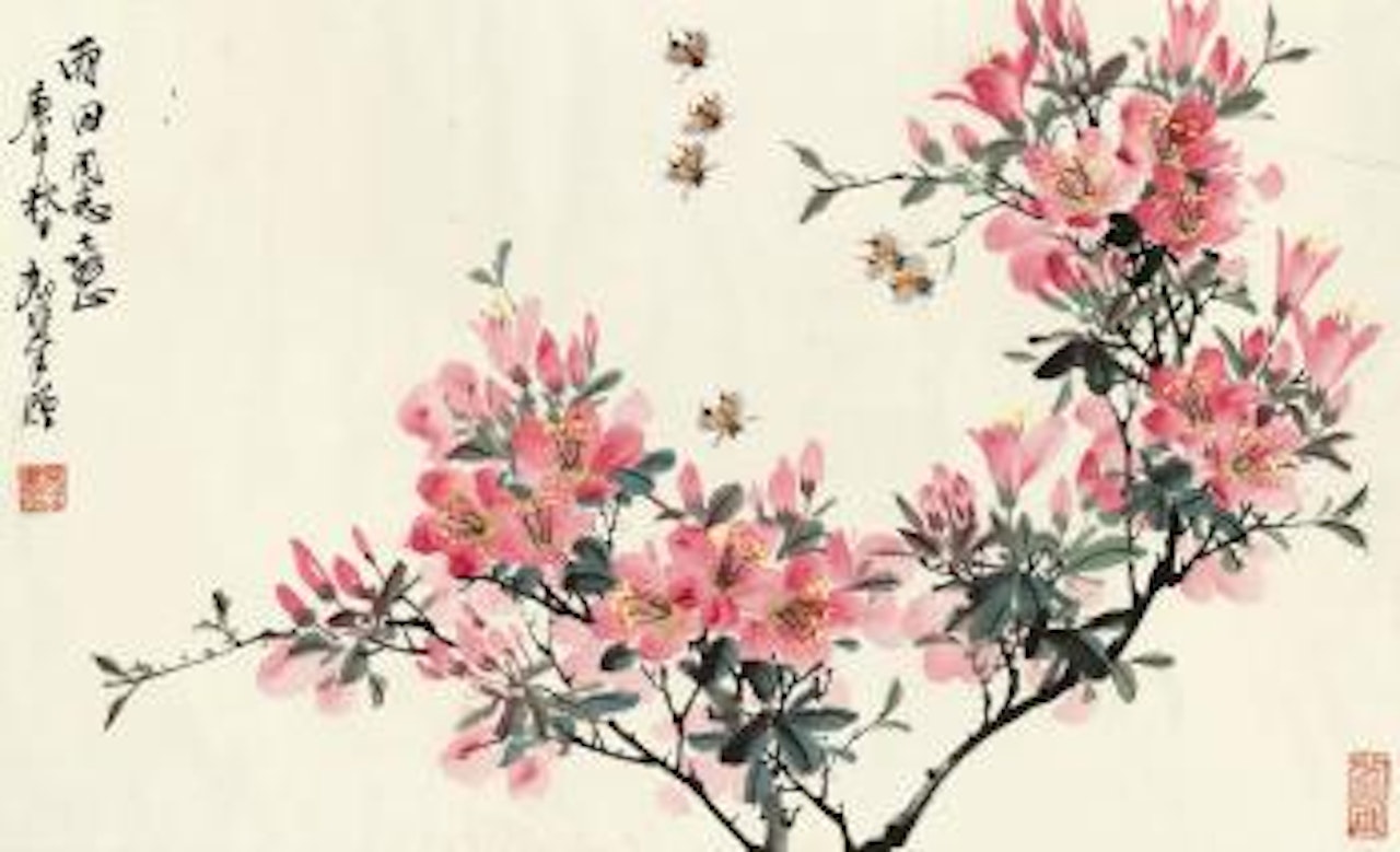 Peach Blossoms And Bee by Lu Yifei