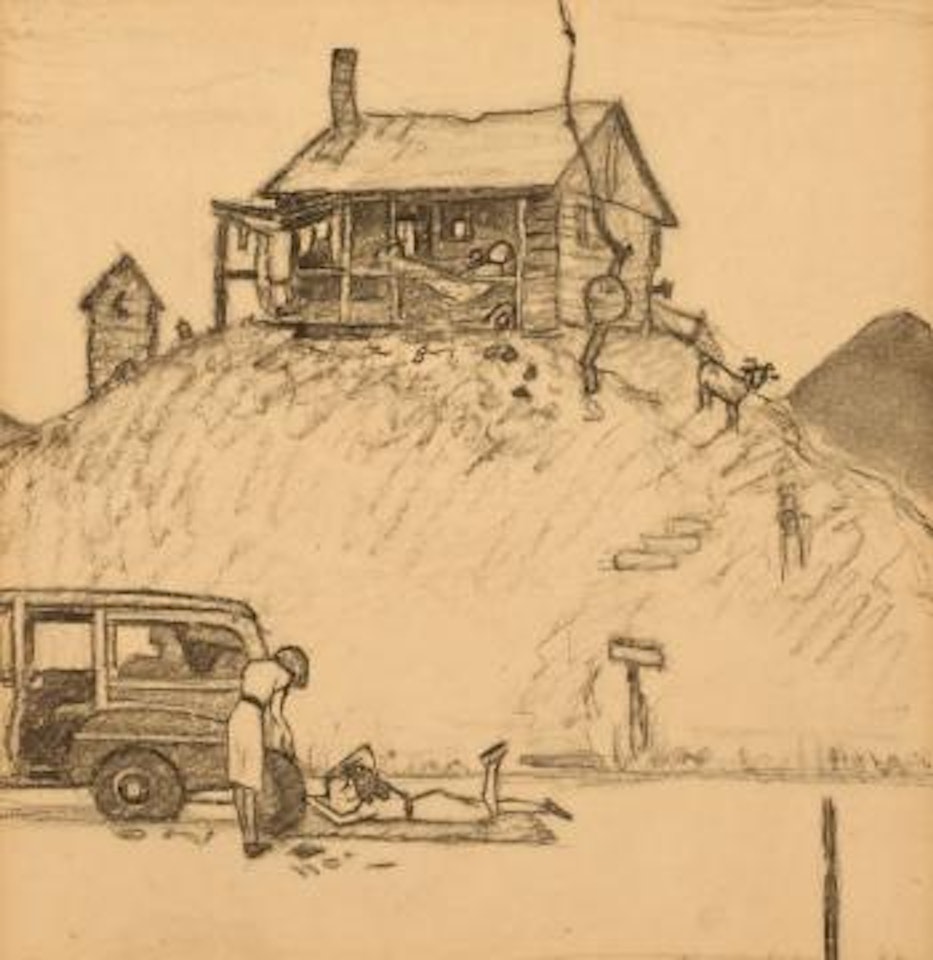 Fixing a flat by Norman Rockwell