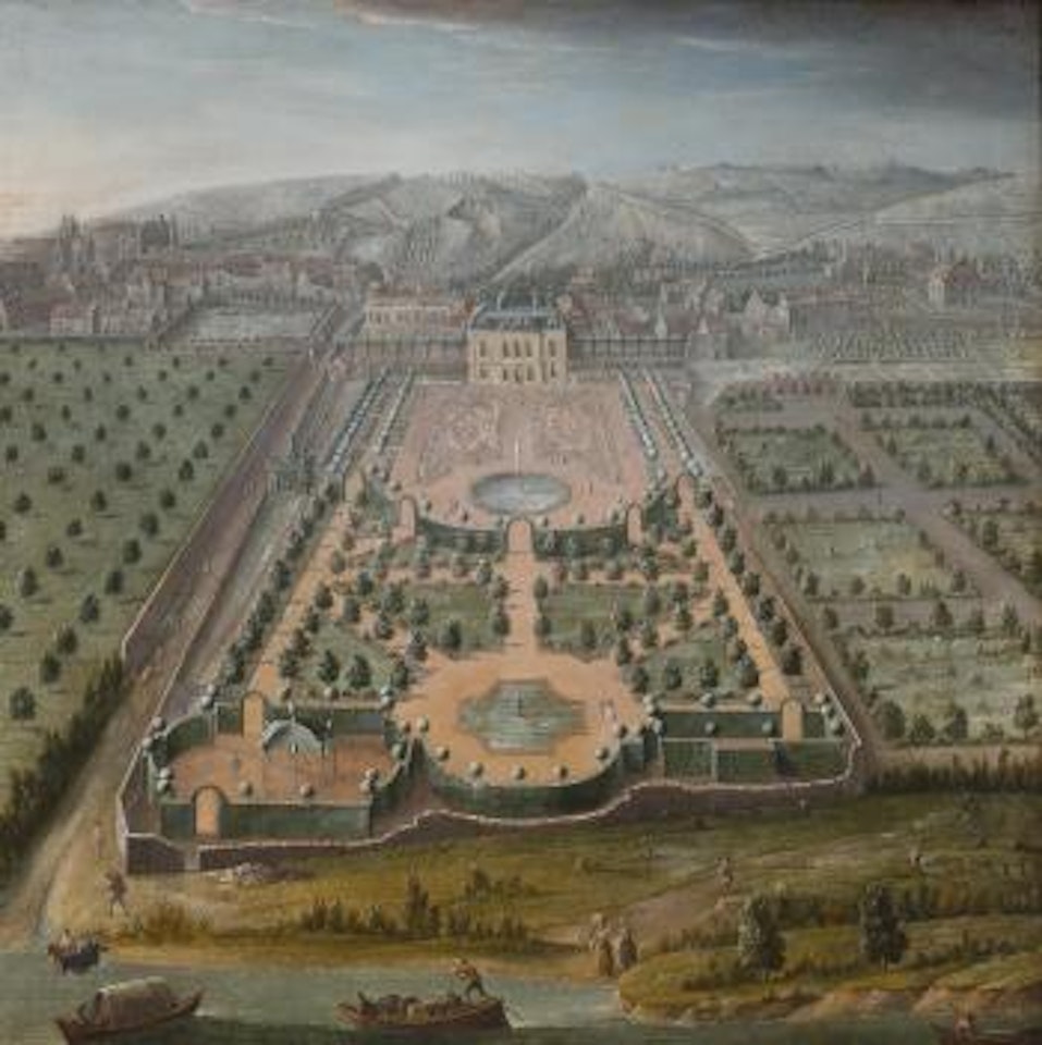 A front and a rear view of a French estate (a pair) by French School