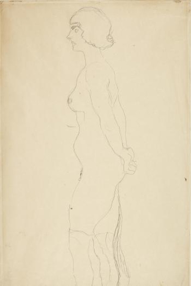 Stehender Akt im Profil nach links by Gustav Klimt