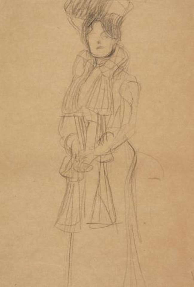 Stehende Dame von vorne, mit leichter Drehung nach links (Marie Henneberg) by Gustav Klimt