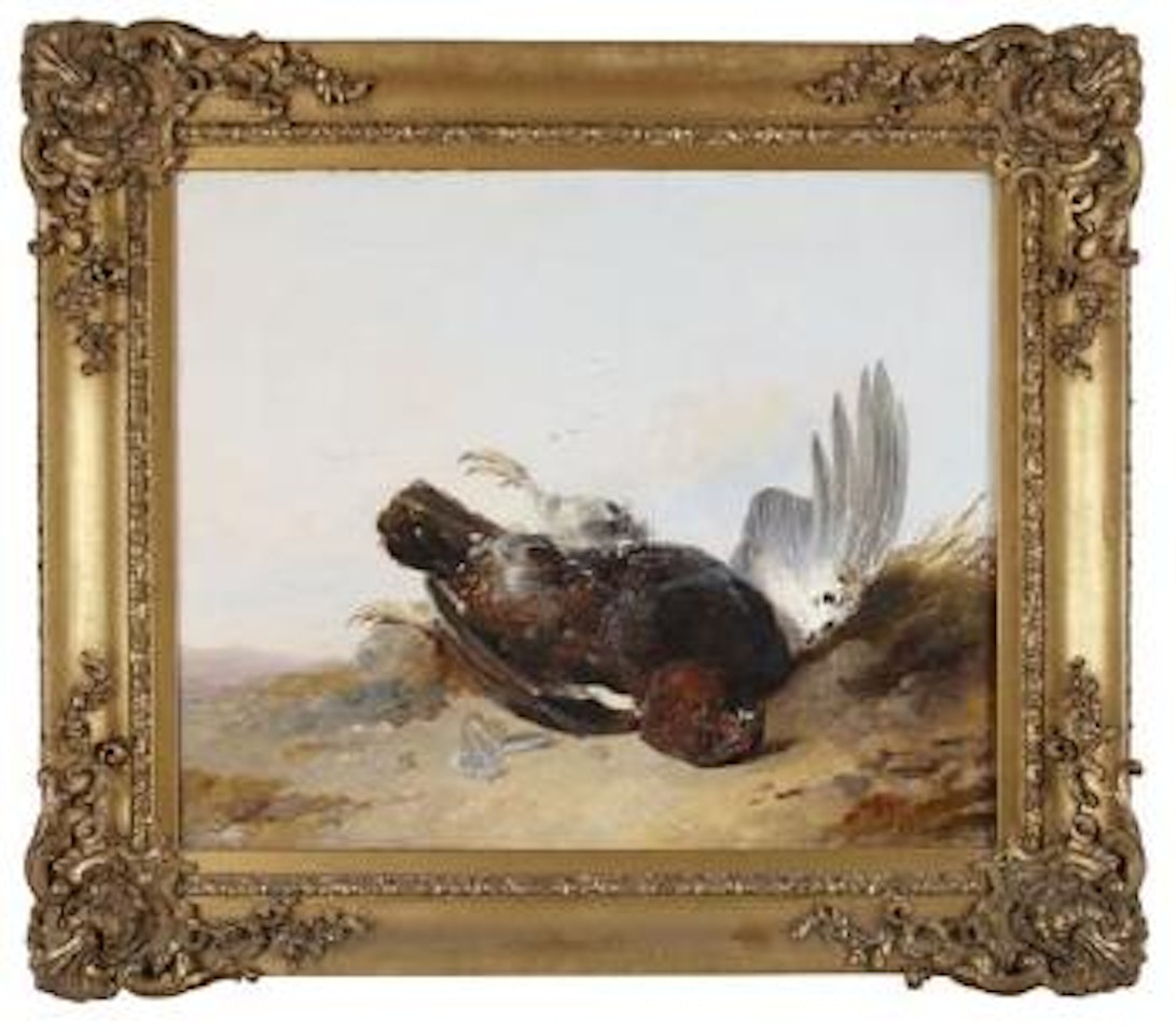 A still life of dead game on a hillside by Richard Ansdell