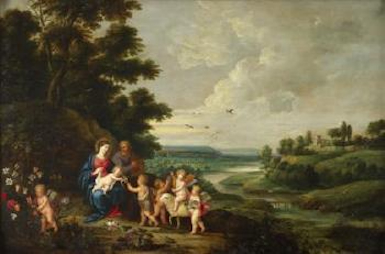 Adoration of the holy family by Pieter van Avont by Jan Van Kessel The Elder
