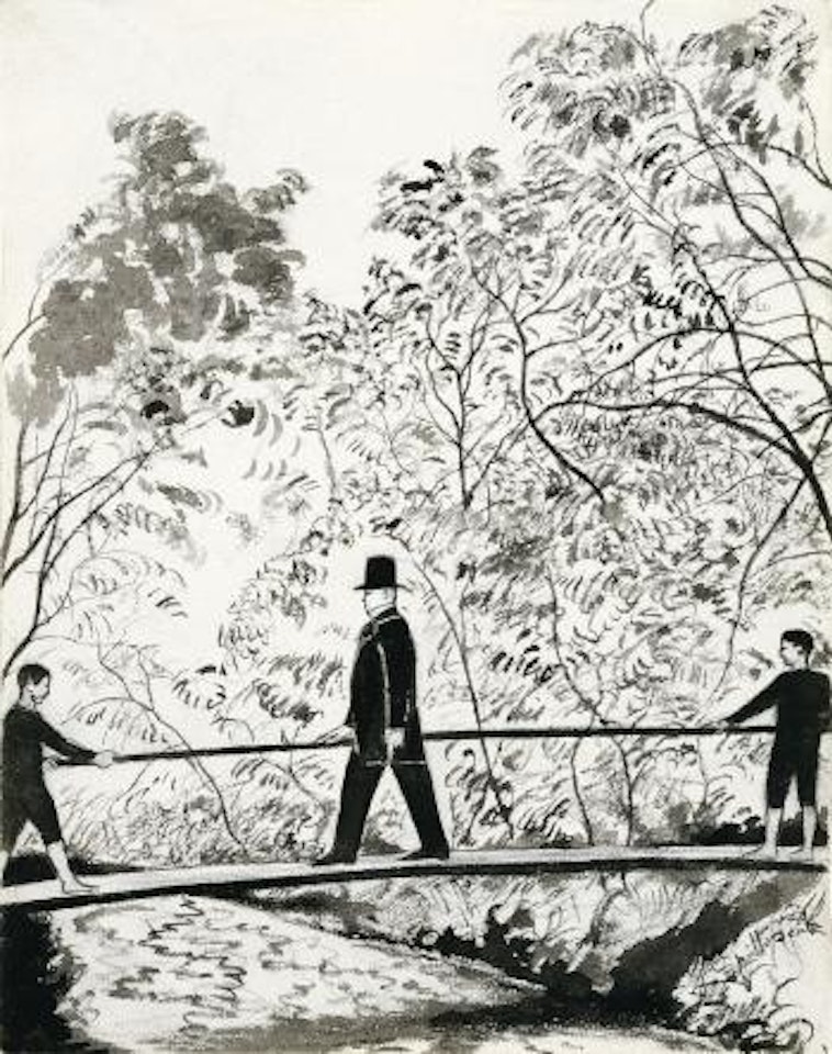 Figuren op een brug - Personnages sur un pont by Léon Spilliaert