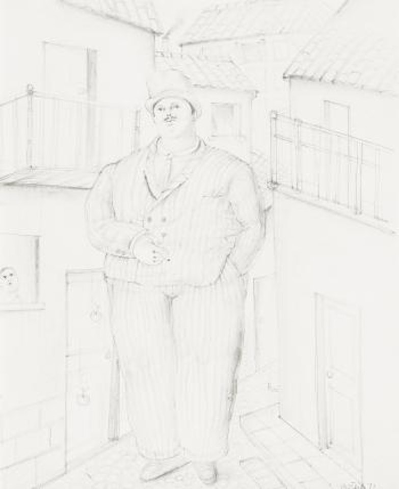 Man with a cigarette in the street by Fernando Botero