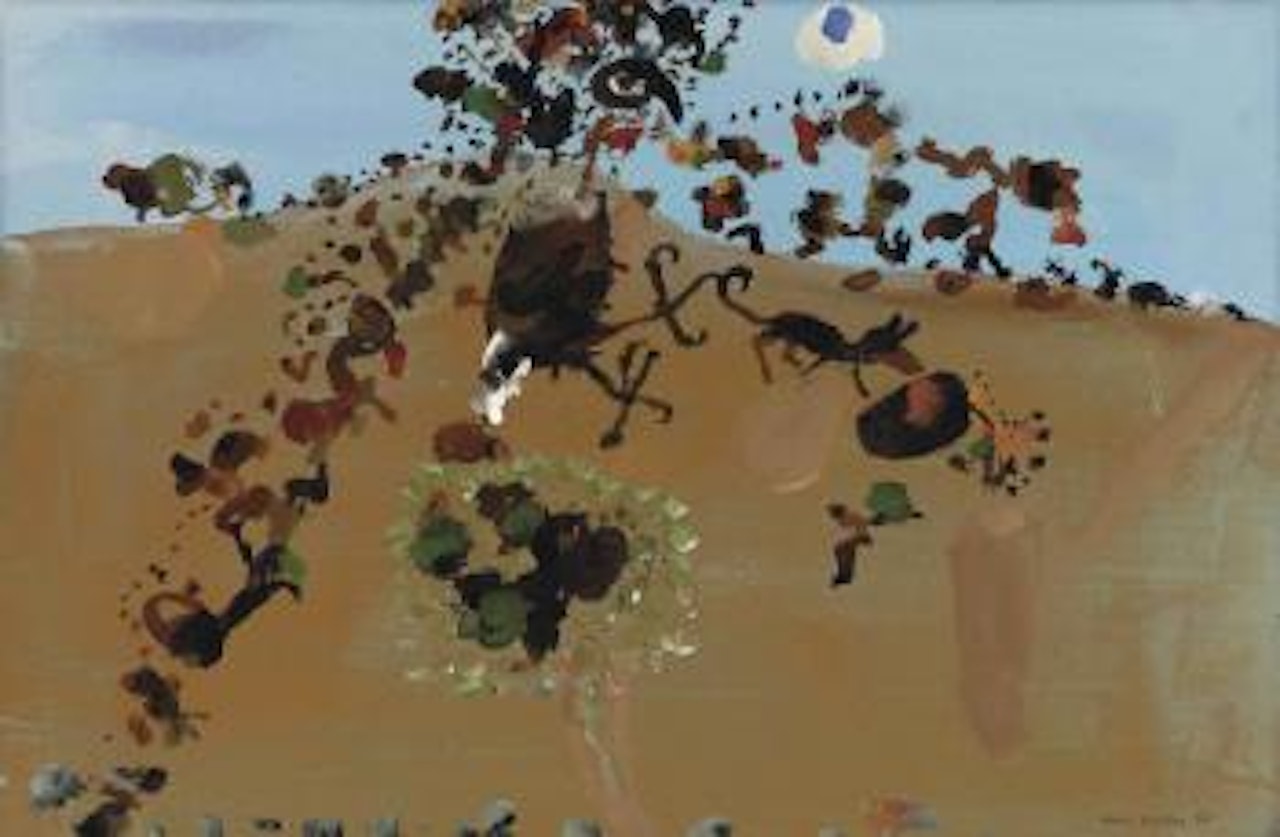 Approach to chasing bird landscape by John Olsen