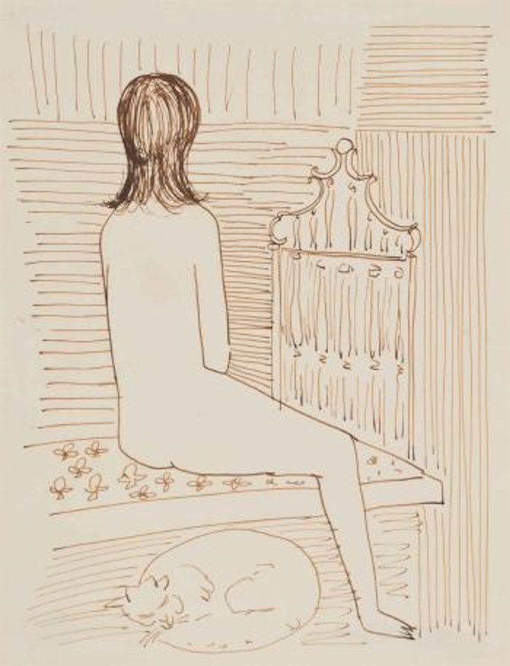 Nude girl and cat; Heather asleep in Paris; and Two women by Charles Blackman