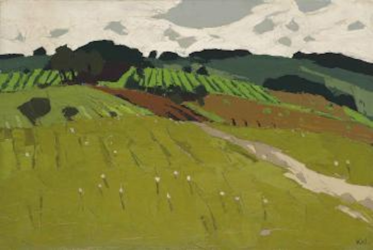 Fields at Thenac, Dordogne by Kyffin Williams