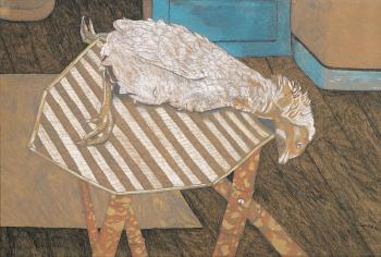 Chicken On a Bamboo Table by Lucian Freud