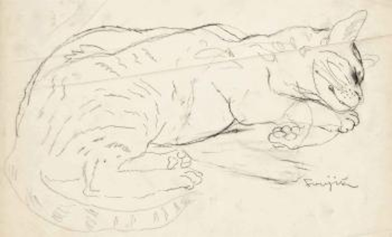 Chat endormi by Leonard Tsuguharu Foujita