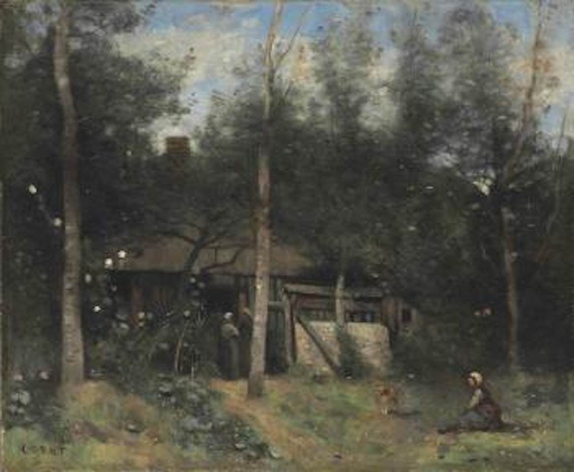 La chaumiere aux sureaux, Normandie by Jean Baptiste Camille Corot