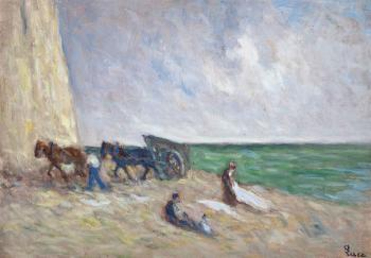 Le Tréport, l'attelage au pied de la falaise by Maximilien Luce