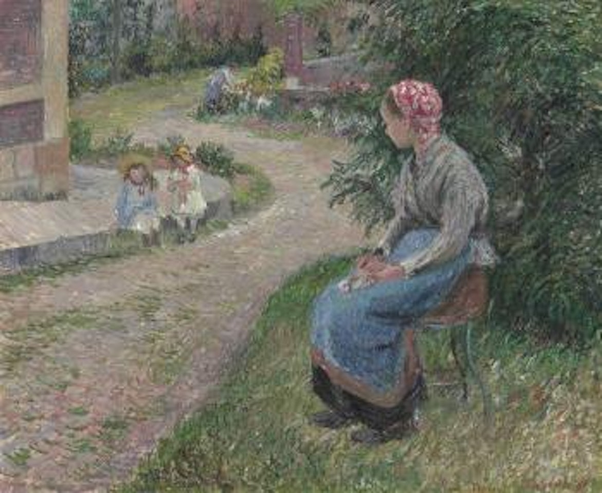 La servante assise dans le jardin d'Eragny by Camille Pissarro