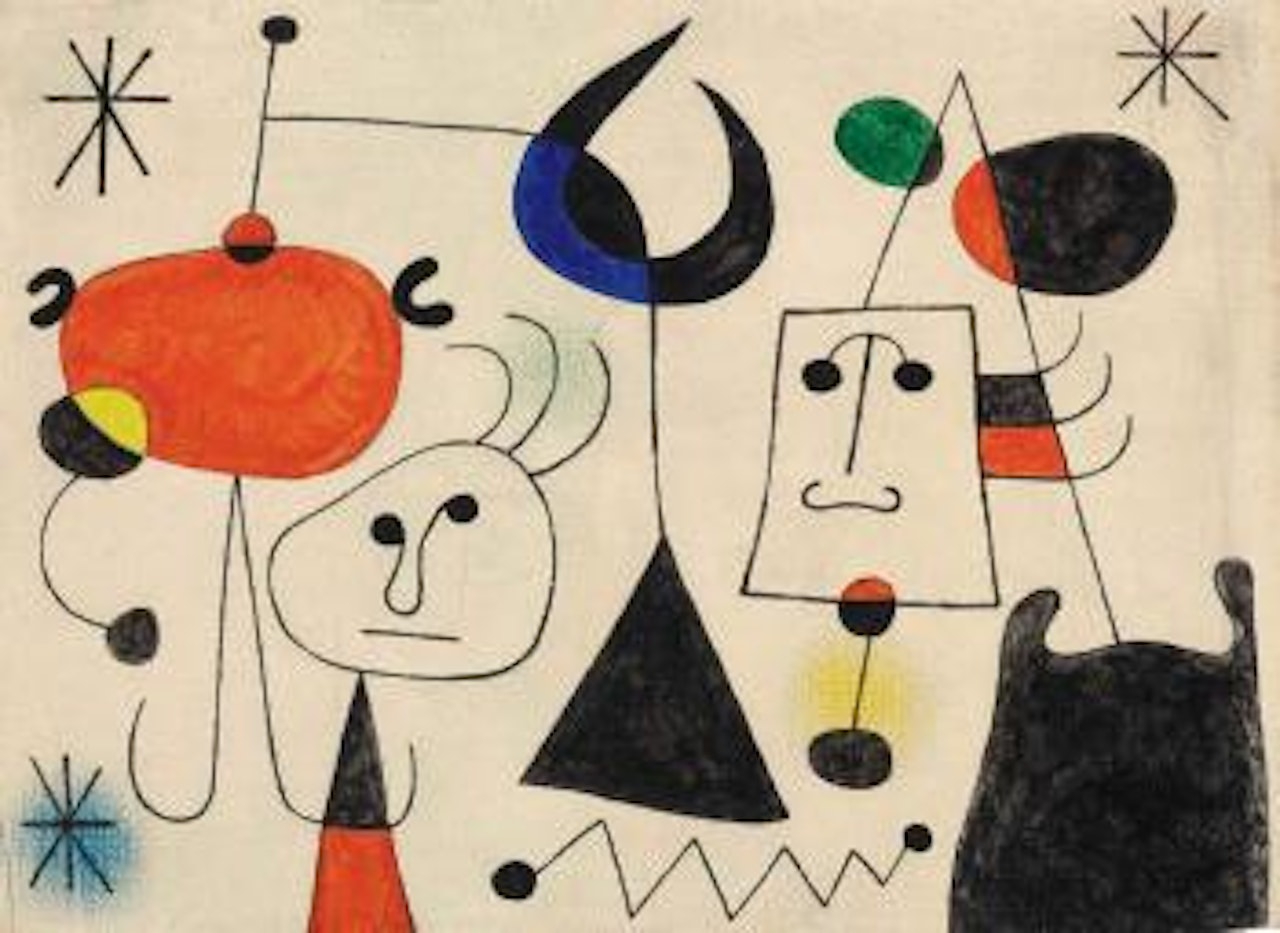 Personnages et oiseau dans la nuit by Joan Miró