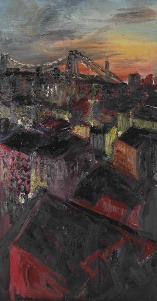 View with Williamsburg bridge - night by Rainer Fetting