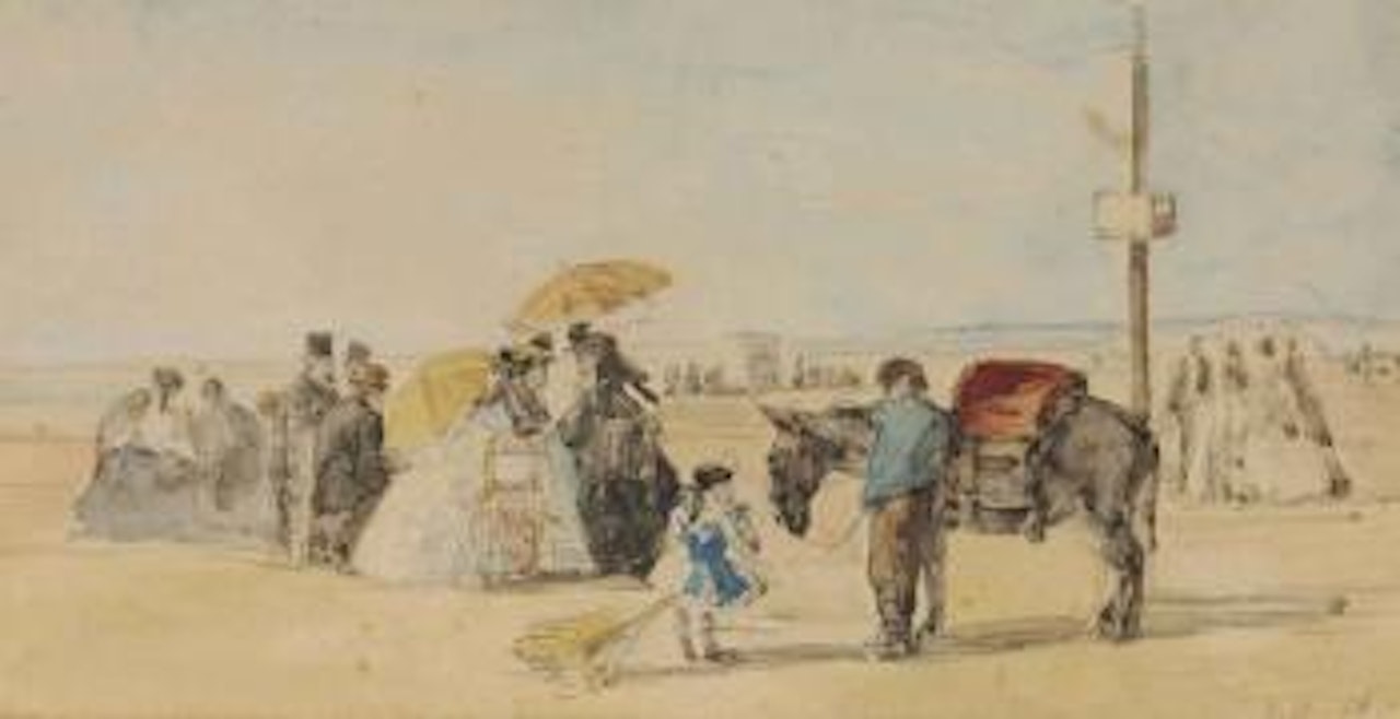 Sur la plage by Eugène Boudin