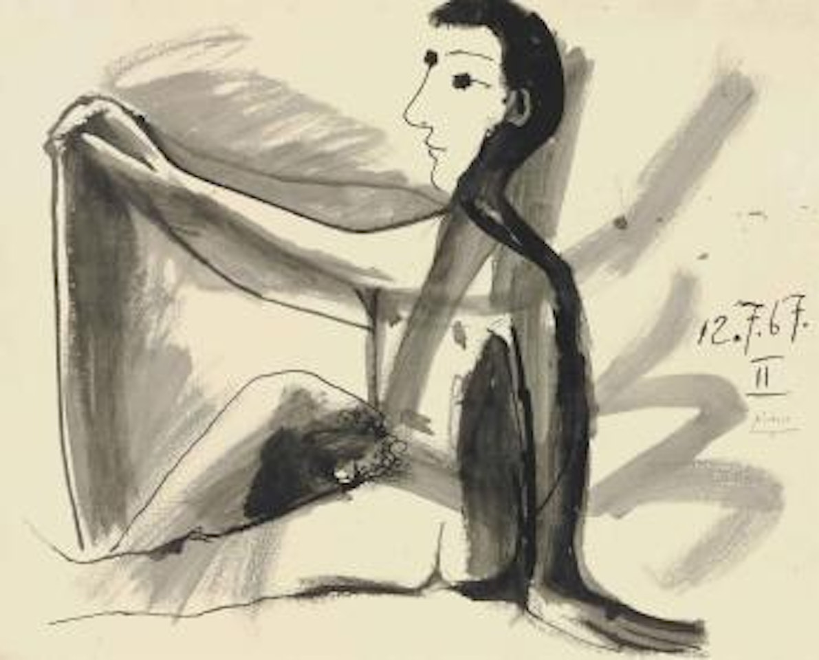 Jeune homme nu assis by Pablo Picasso