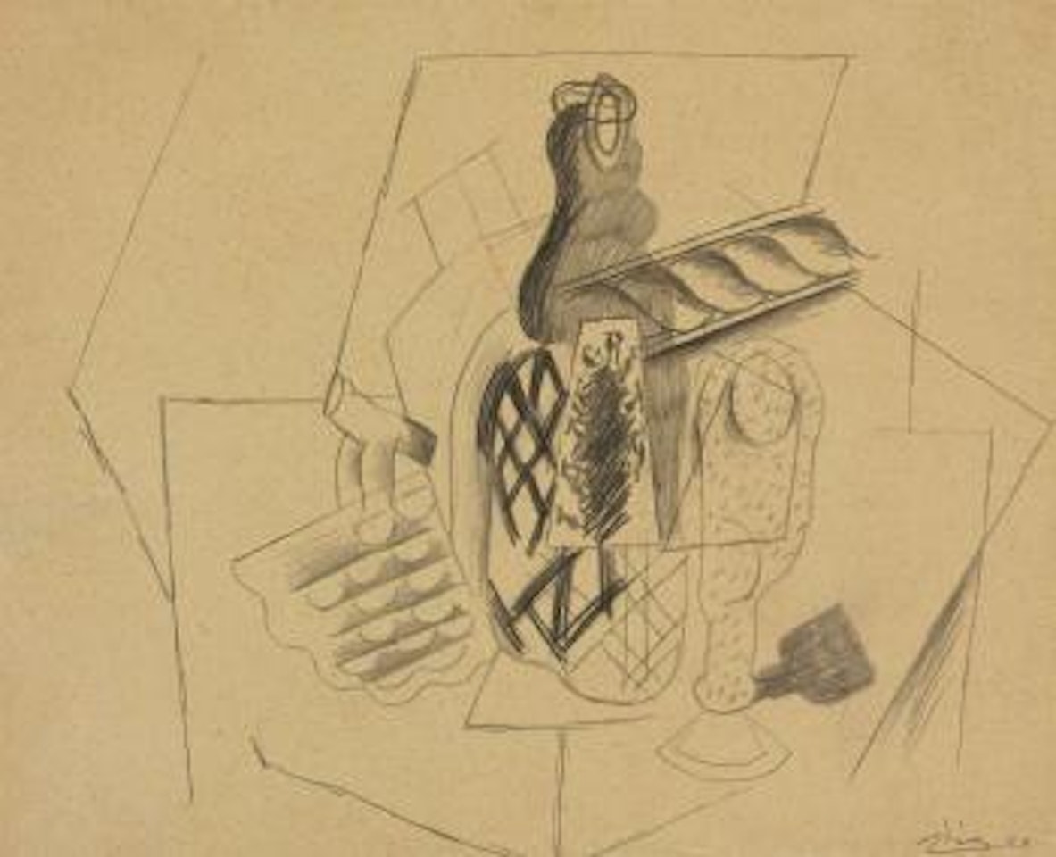 Bouteille, verre et grappe (La Negrita) by Pablo Picasso