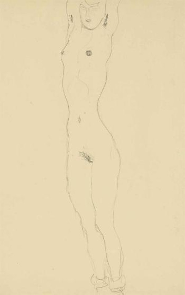 Stehender Akt mit erhobenen Armen by Gustav Klimt